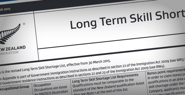 ニュージーランド不足職業リスト